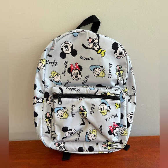 Disney Handbags - NWOT Disney Bioworld Mickey Characters Print Full Size Backpack, Light Blue